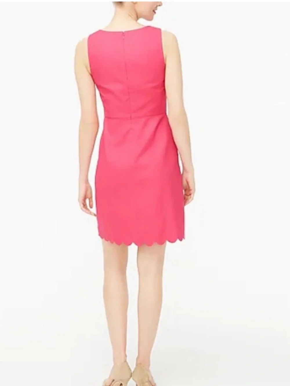NWT J. Crew Scallop Hot Pink Mini Dress Size 6 Barbie Scalloped Hem